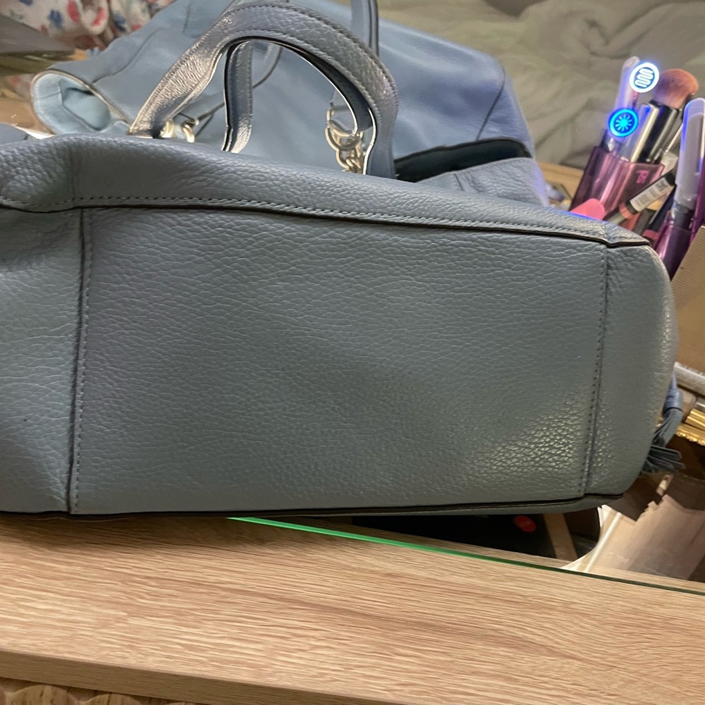 Coach light blue sage pebble Leather Tote Bag silver hardware - Picture 10 of 10